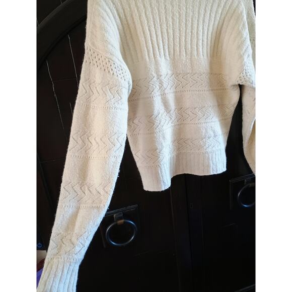 Joie women's Crew neck sweater cableknit cream wool cotton blend cottage core - Picture 3 of 10